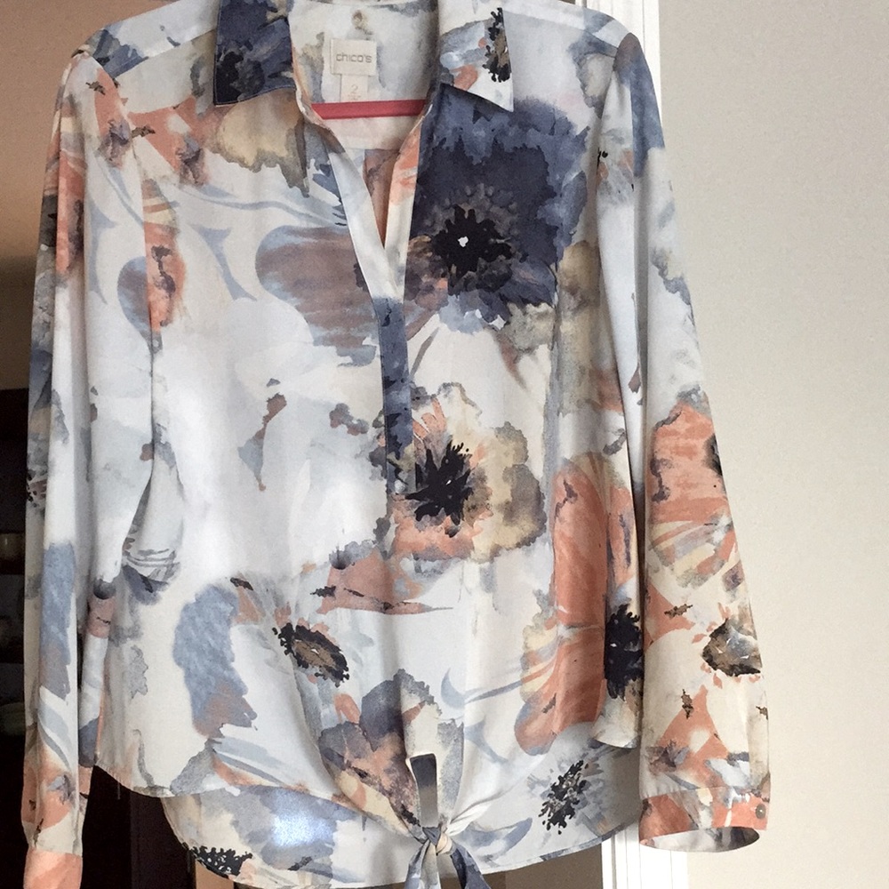 Chico’s size 2/or L floral georgette type top